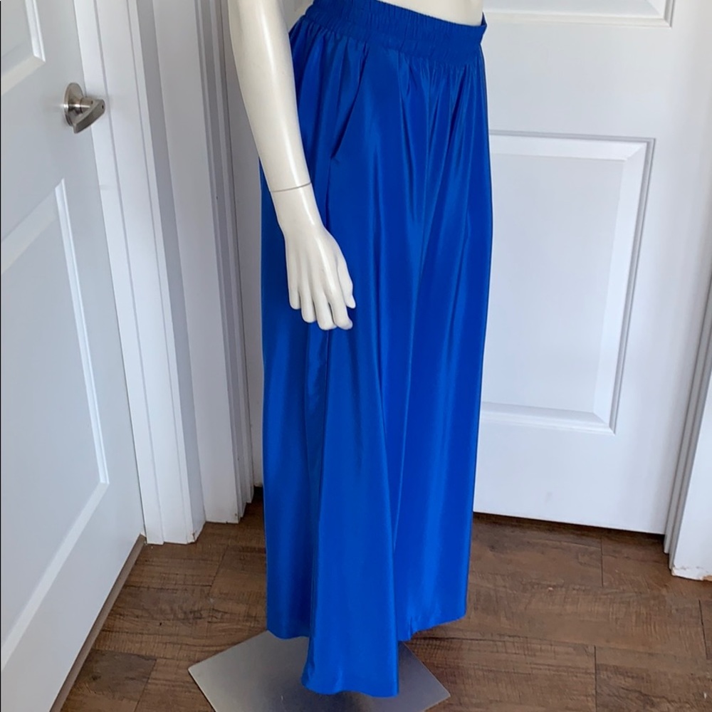 Amanda Uprichard Blue Wide Leg Pant 100% Silk L - Picture 5 of 12